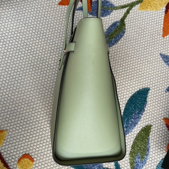 Michael Kors Carmen Large Leather NS Tote Light Sage Multi - Picture 11 of 16